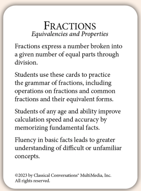 Fractions: Equivalencies and Properties (Math Flashcards) UNBOXED