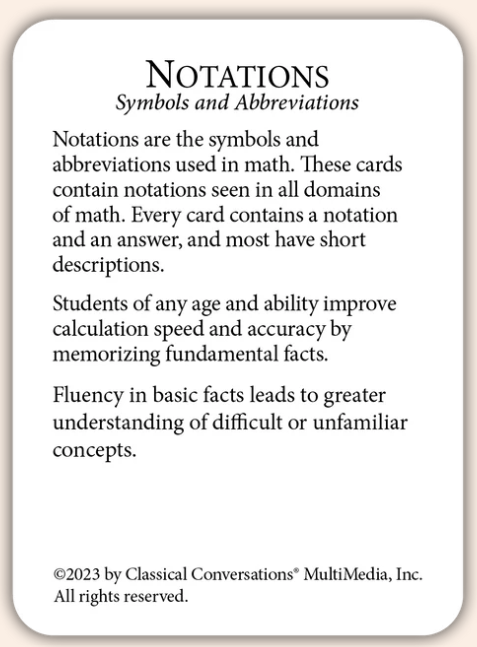 Notations: Symbols and Abbreviations (Math Flashcards) UNBOXED